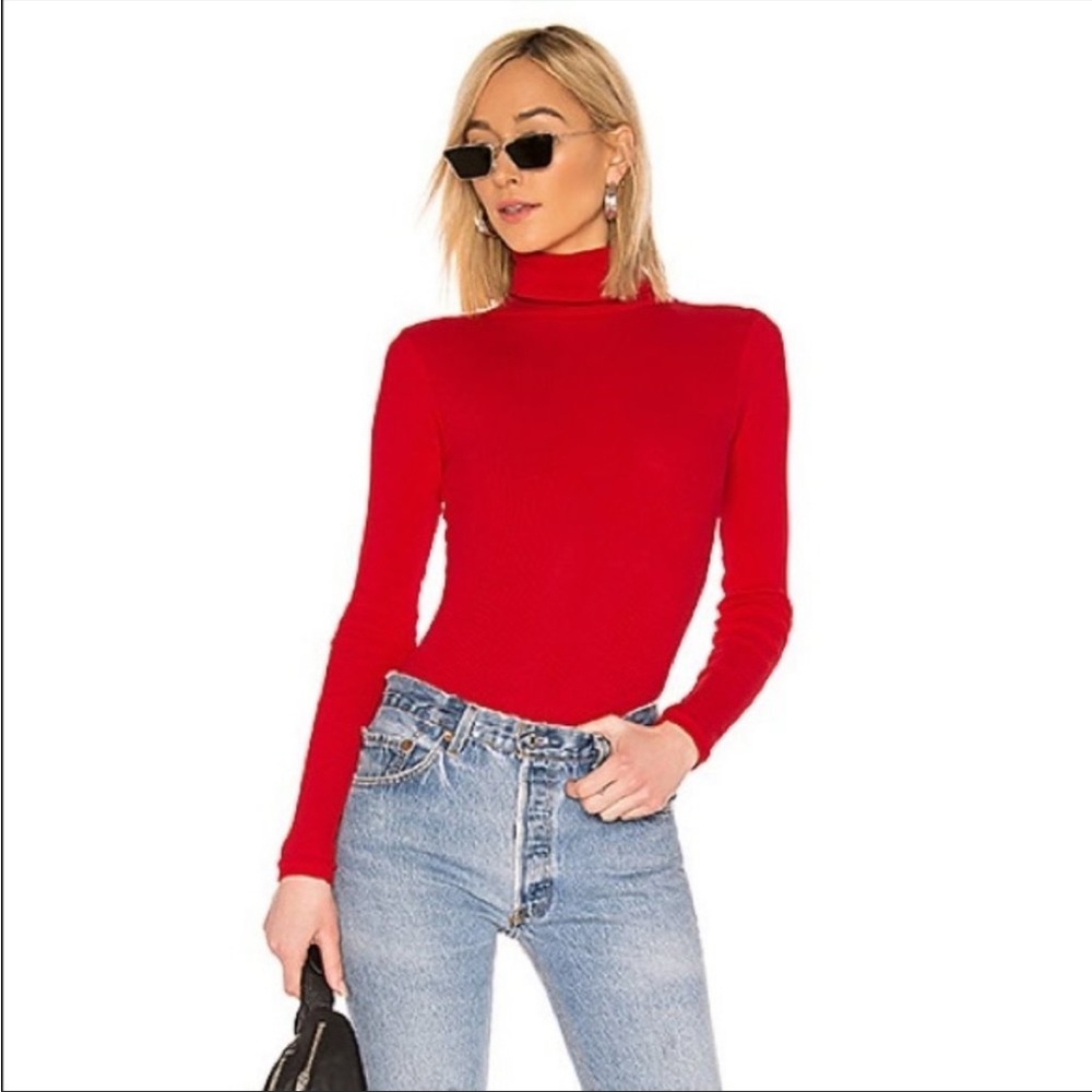 RE/DONE NWT Rib Turtleneck Bodysuit in Red